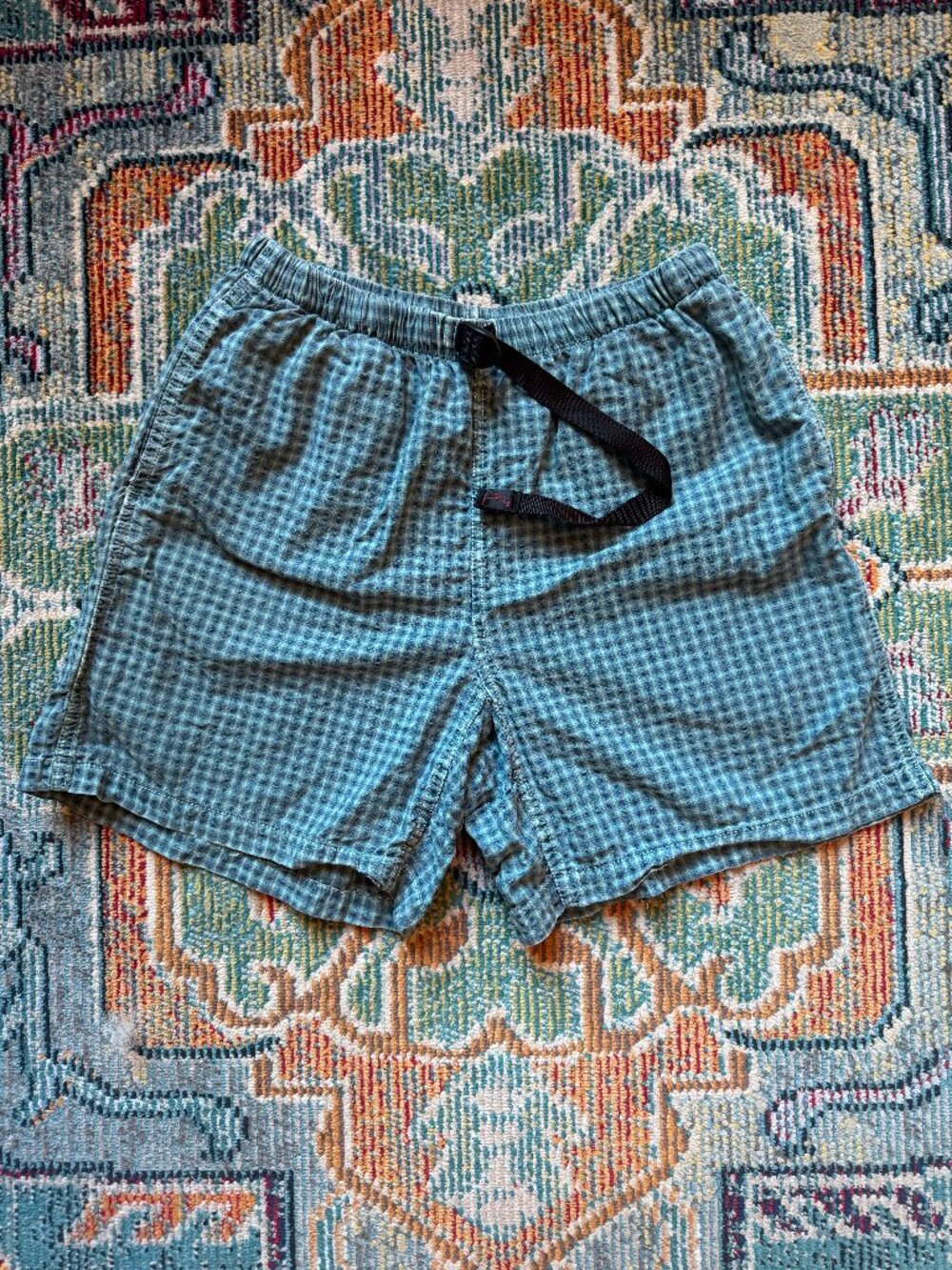 Vintage Gramicci O.G. G-Short Seersucker Blue Plaid Women's Medium